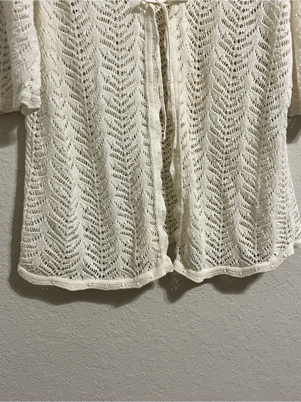 Romantic Boho Crochet Cardigan Open Knit Tie Front Cottagecore 22W Prairie - Picture 7 of 8